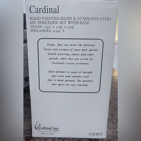 CARDINAL INC SPREADER SET OF 4PCS WITH BASE CHRISTMAS TRAIN - Picture 3 of 4